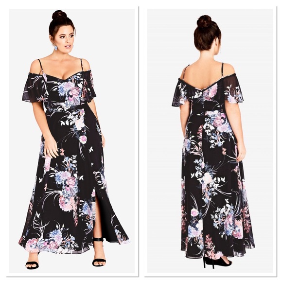 City Chic Dresses & Skirts - NWT City Chic Off Shoulder Flourish Maxi Dress 14